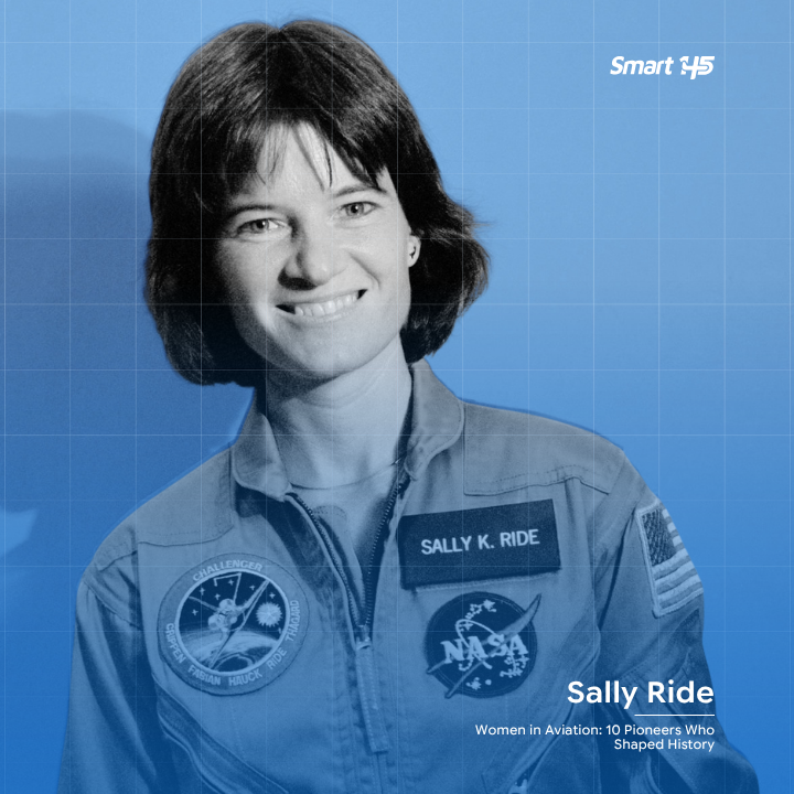 Women in aviation | Sally Ride became the first American woman in space in 1983 when she flew aboard the Space Shuttle Challenger as a mission specialist