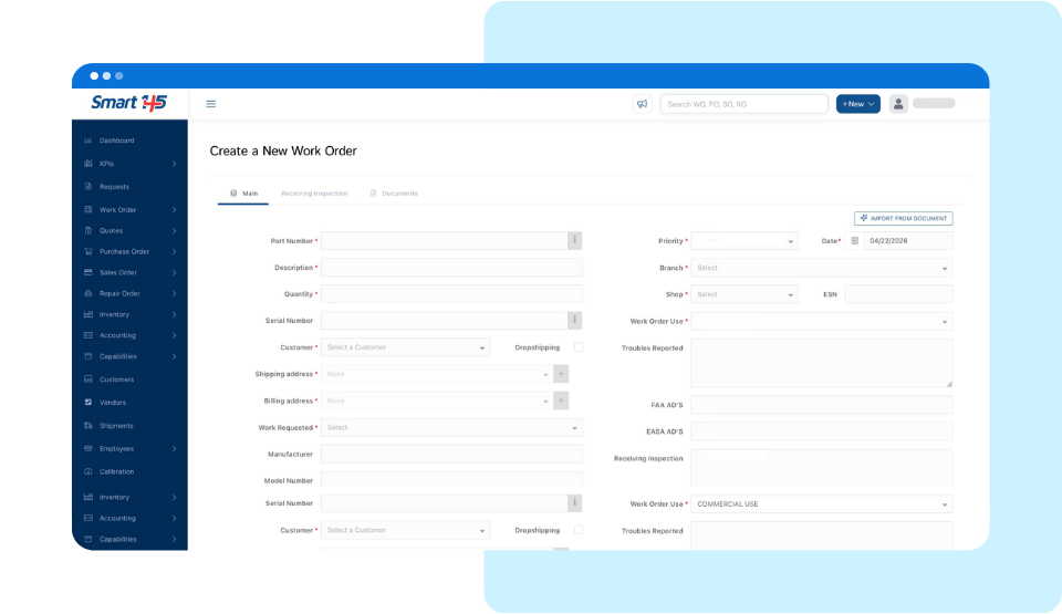 Guide for Work Order Management for MROs | Step by step in Smart 145