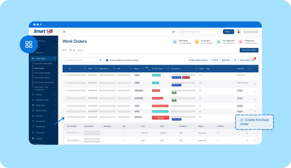 Guide for Work Order Management for MROs | Step by step in Smart 145