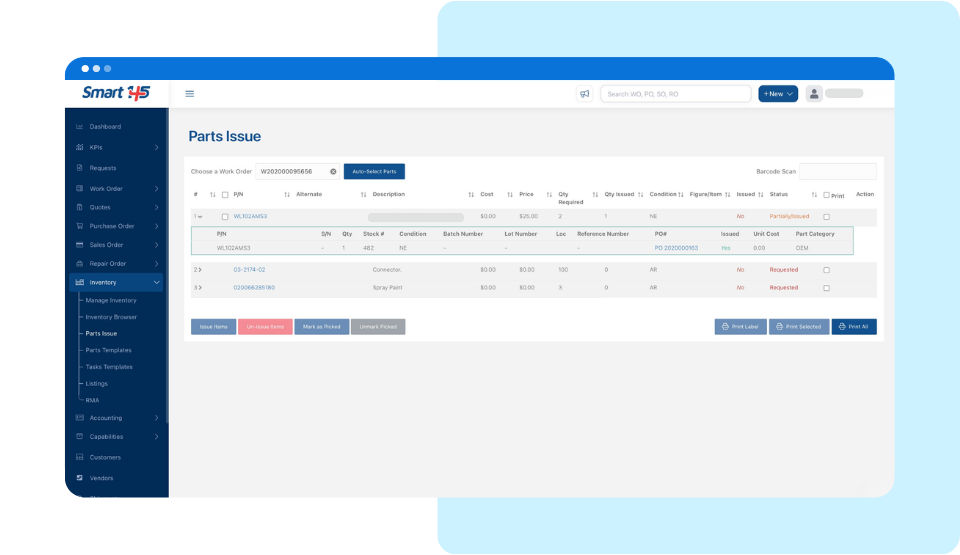 Guide for Work Order Management for MROs | Step by step in Smart 145