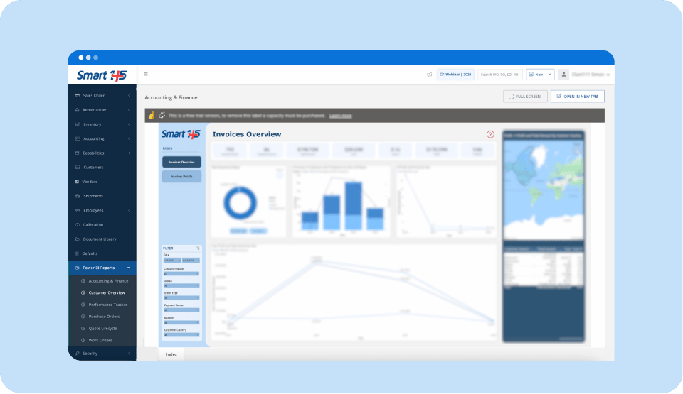 Preview of the Smart 145 Account and Finance Report in Power BI | MRO Data Reporting